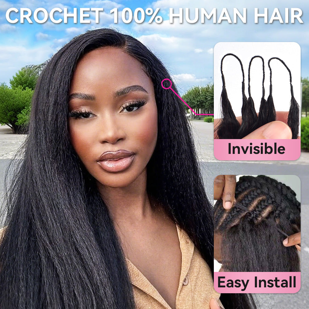 CROCHET HUMAN HAIR KINKY STRAIGHT 20 inch 50g
