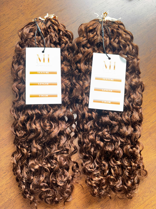CROCHET HUMAN HAIR PIXIE CURL COLOR #4 16inch 50g