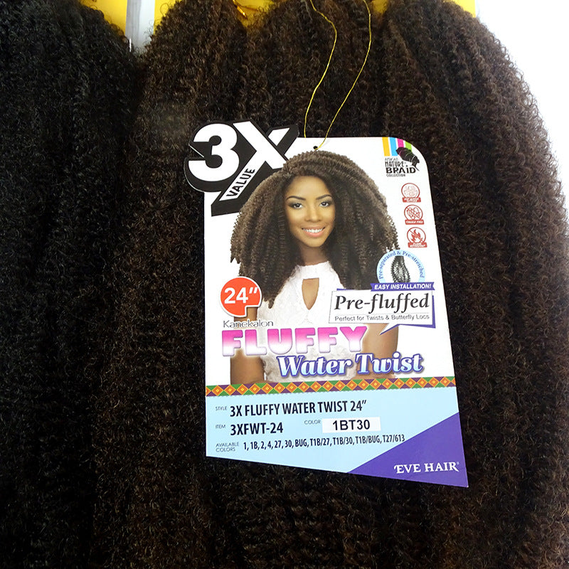 Fluffy african small curly kanekalon wig kinky hair 3x water twist braids