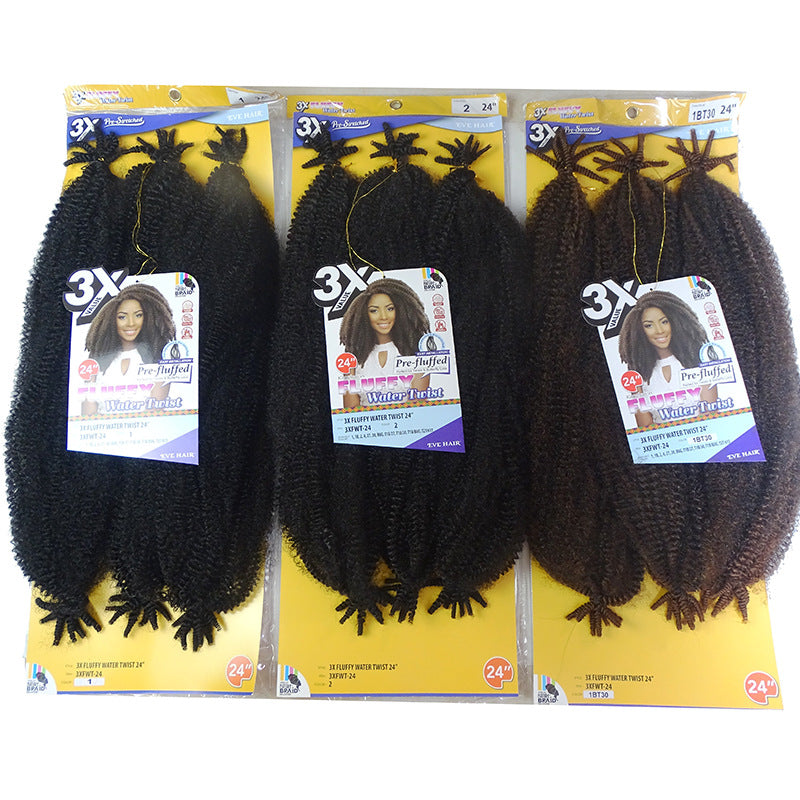 Fluffy african small curly kanekalon wig kinky hair 3x water twist braids