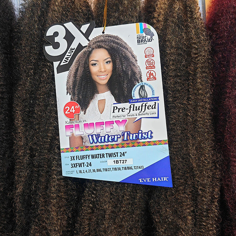 Fluffy african small curly kanekalon wig kinky hair 3x water twist braids