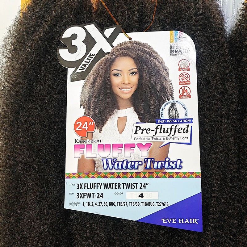 Fluffy african small curly kanekalon wig kinky hair 3x water twist braids