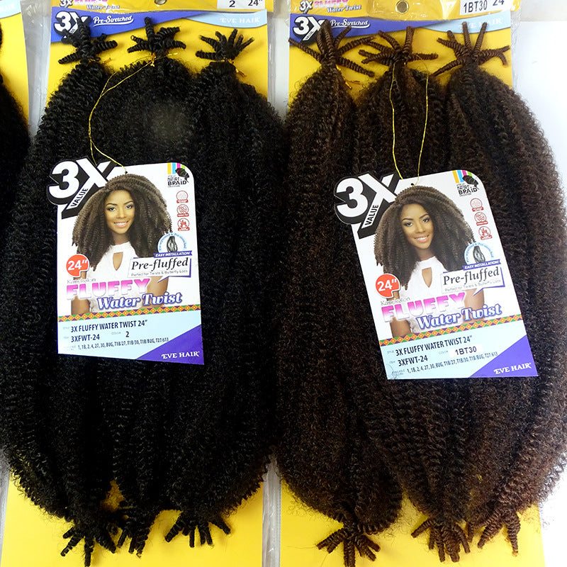 Fluffy african small curly kanekalon wig kinky hair 3x water twist braids