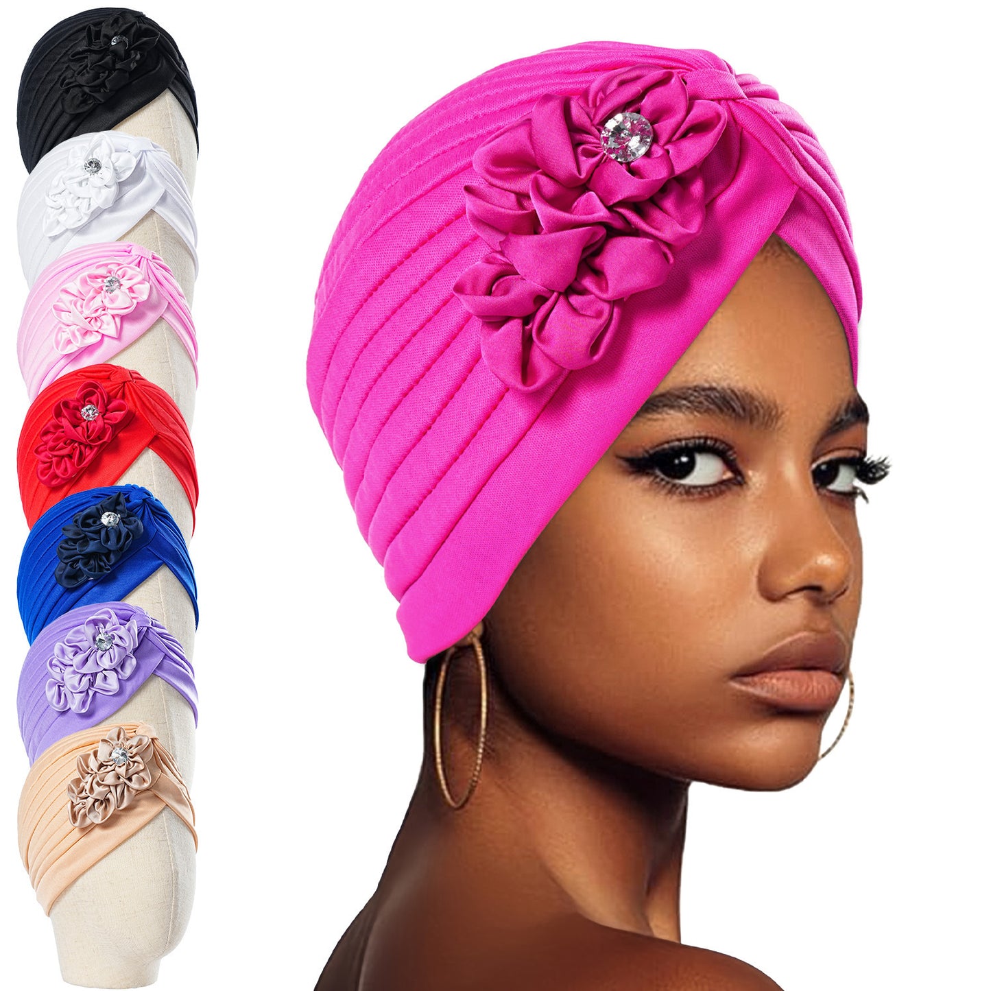 headscarf side sticky flower watermelon hat ethnic style headscarf hat versatile millinery headscarf