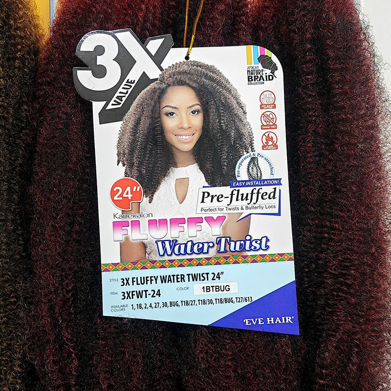 Fluffy african small curly kanekalon wig kinky hair 3x water twist braids