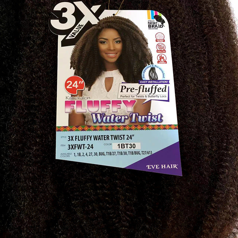 Fluffy african small curly kanekalon wig kinky hair 3x water twist braids