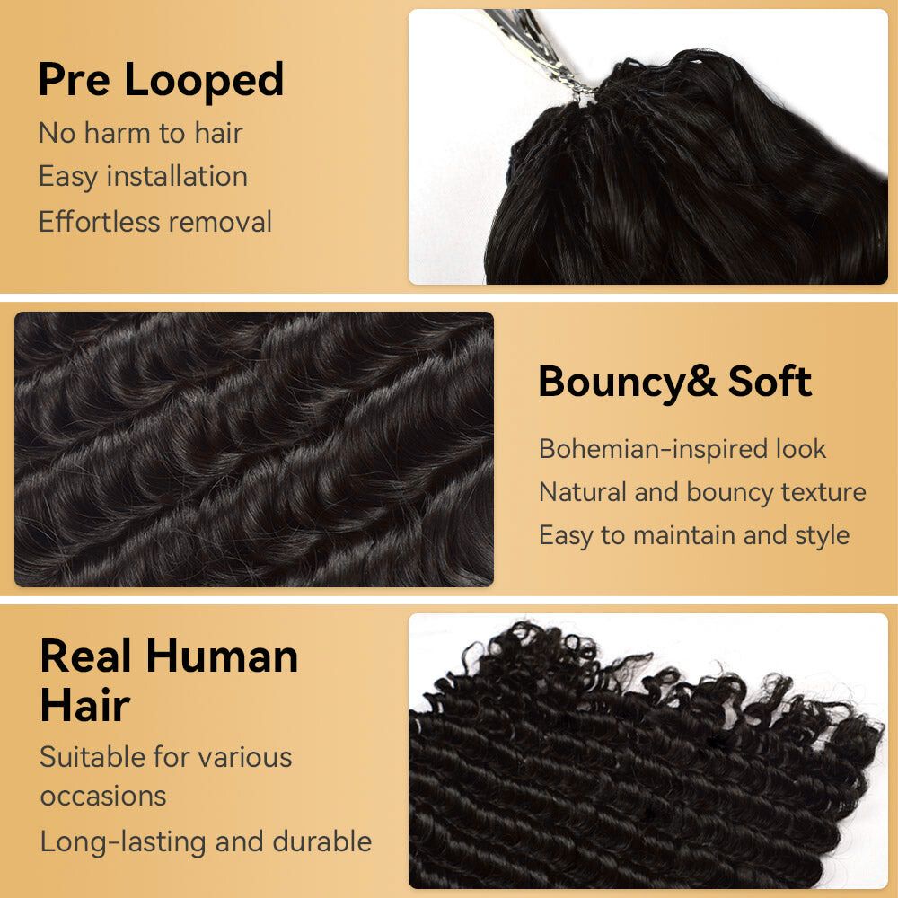DEEP WAVE CROCHET HUMAN HAIR 16inch 50g